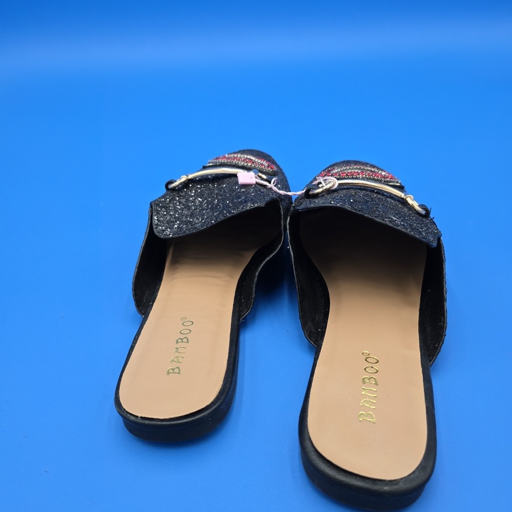 Women's Bamboo Jackpot, Black Glitter Red LIPS  Mules 8M US 38‎ EU New - Picture 6 of 8